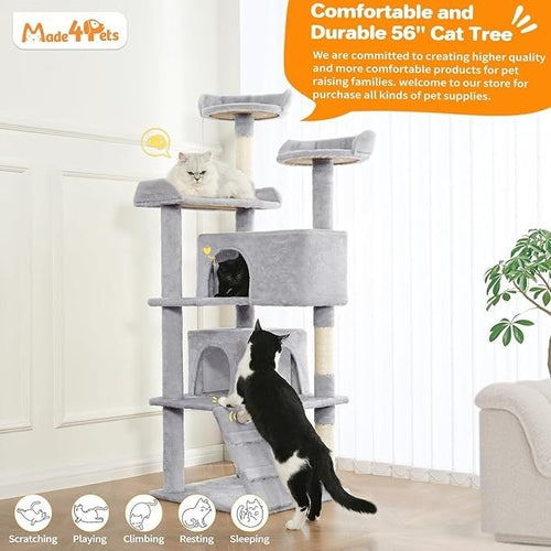 Made4Pets 56-inch Pet Cat Tree For Indoor Cats Multi-Level Cat Tree