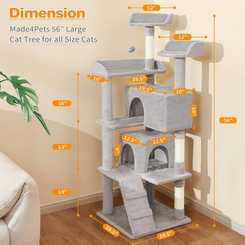 Made4Pets 56-inch Pet Cat Tree For Indoor Cats Multi-Level Cat Tree