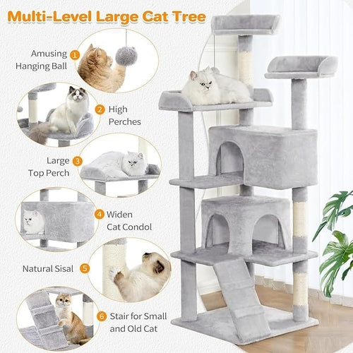 Made4Pets 56-inch Pet Cat Tree For Indoor Cats Multi-Level Cat Tree